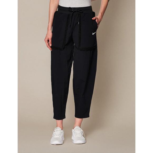 NWT Nike Women's Sportswear Essential Woven High-Waisted Curve Pants Black Large - Picture 1 of 9